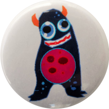 Monster Button schwarz mit Hörnern